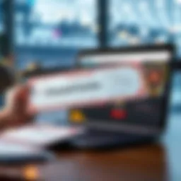 A bank check next to a laptop showing a closed account message, symbolizing financial issues with a betting site.