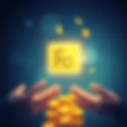 Illustration showing money transferring between bank accounts with a fee symbol indicating charges