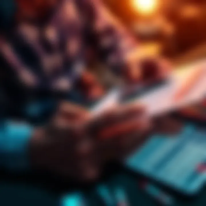 A person analyzing their betting budget on a calculator with a notepad and pen, focusing on bankroll management strategies.