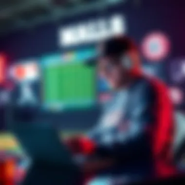 A baseball fan analyzing betting odds on a laptop with MLB logos in the background