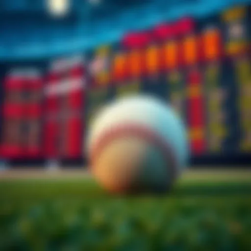 A baseball with betting odds and a scoreboard in the background, representing MLB betting recommendations.