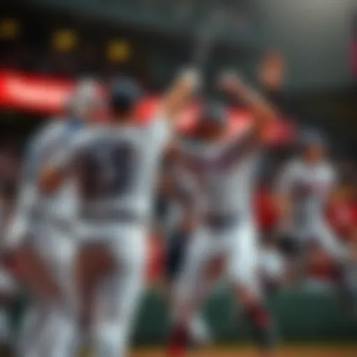 Excited baseball players celebrating a home run during Dinger Tuesday