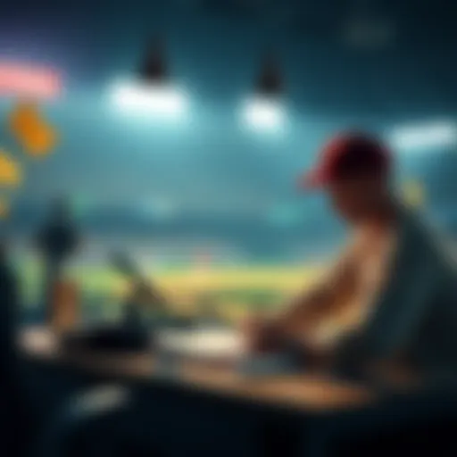 A beginner studying baseball betting strategies with a notepad and laptop