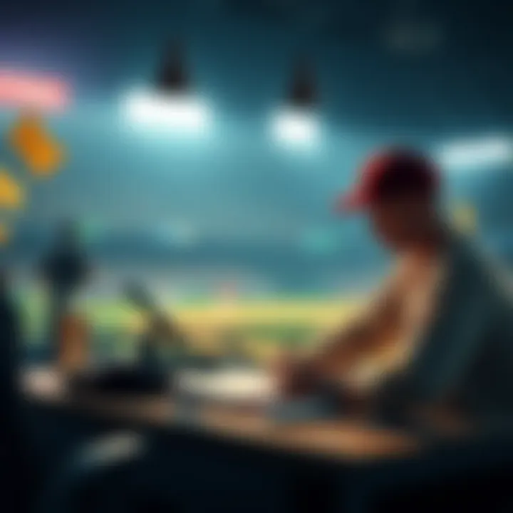 A beginner studying baseball betting strategies with a notepad and laptop