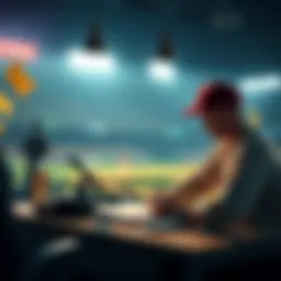 Baseball Betting Basics A beginner studying baseball betting strategies with a notepad and laptop