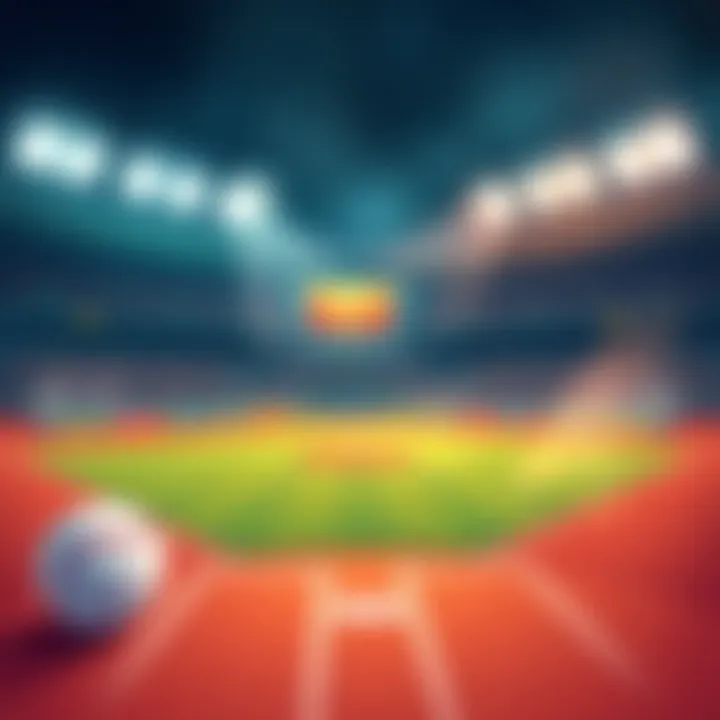 Illustration of a baseball field with betting odds and strategies highlighted