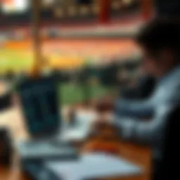 Baseball Betting Strategies A person analyzing baseball stats and betting odds on a table with a laptop and notes.