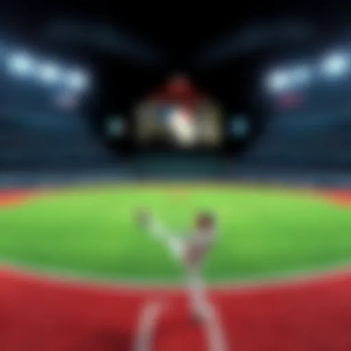 Baseball betting strategy A baseball field with a scoreboard displaying game stats, showing betting odds and predictions