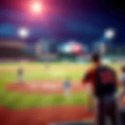 A baseball field with players in action, showcasing the excitement of MLB betting options.