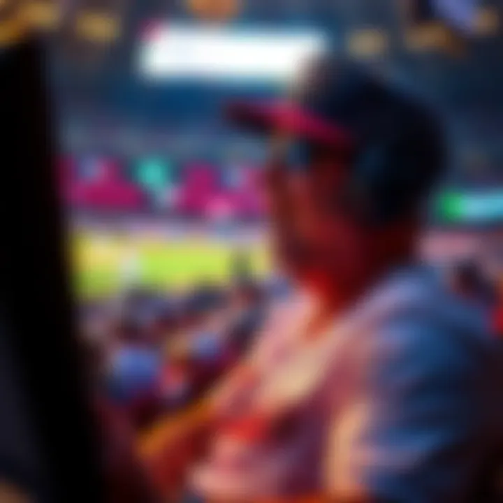 A passionate baseball fan wearing team colors, eagerly watching a game on TV with anticipation for the first win of the season.