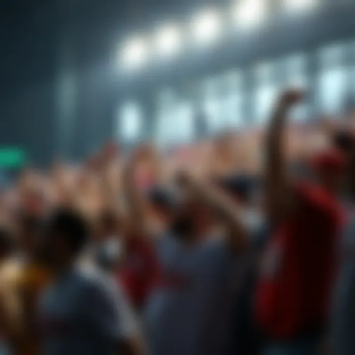 A crowd of enthusiastic baseball fans cheering for the Yankees, Phillies, and Dodgers.