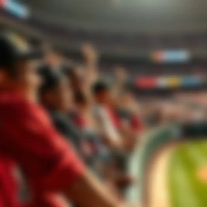 A group of passionate baseball fans cheering at a stadium, showing excitement and team spirit during a Major League Baseball game.