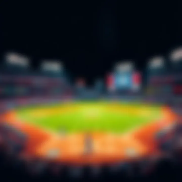 A lively baseball field with players in action, showcasing a home run moment during a game.
