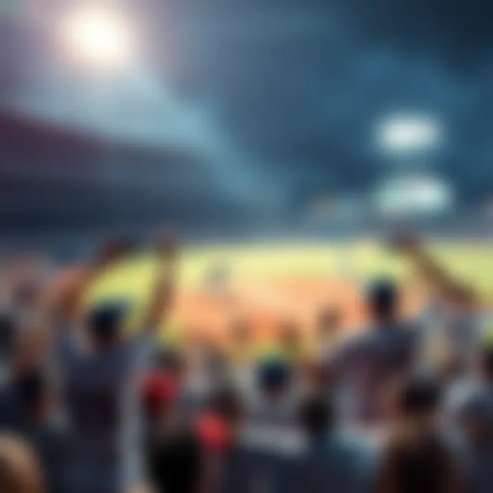A lively baseball game in 2025 with enthusiastic fans celebrating and players showcasing their skills on the field