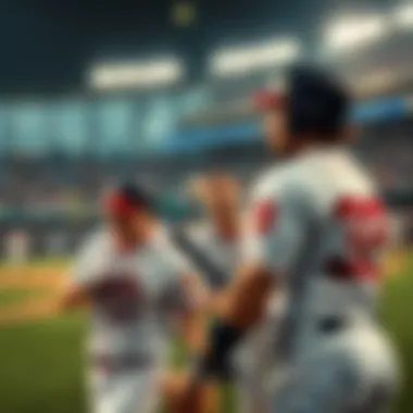 Baseball game chaos A chaotic moment in a baseball game where players react to unexpected errors, showing players on the field with tense expressions