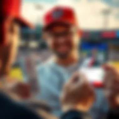 Baseball Game Controversy A frustrated baseball fan holds a ticket and looks at a smartphone showing a betting app with a disputed strike call during a Nationals vs. Mariners game.