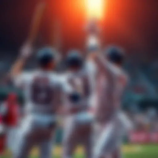 Players celebrating during a baseball game, showcasing the latest trends and teamwork in the league.