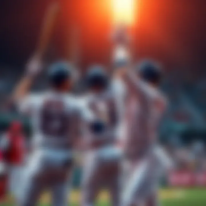 Players celebrating during a baseball game, showcasing the latest trends and teamwork in the league.
