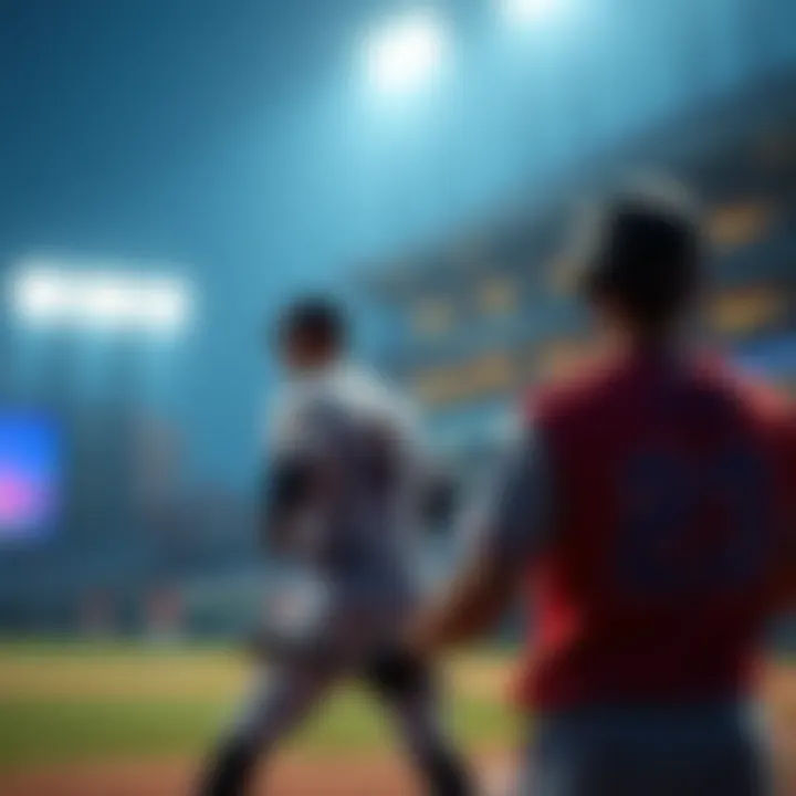 Live coverage of a baseball game with players in action after the first inning
