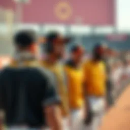 James Wood and Michael Harris in baseball gear preparing for the game, with Jazz Chisholm and others in the background