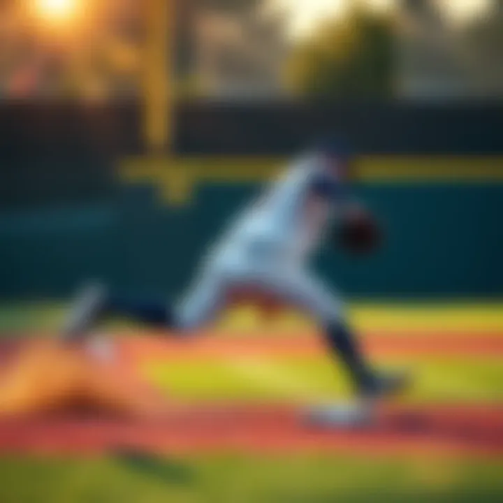 A baseball player skillfully dodges a slip on the field, demonstrating focus and agility during a game.