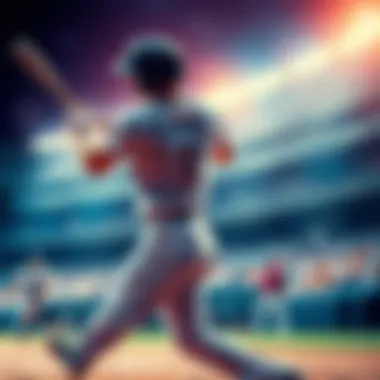 Baseball player hitting a home run A baseball player swings the bat and hits a home run during a game