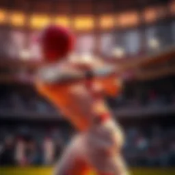 Baseball player hitting a home run A baseball player swings a bat to hit a home run during a game.