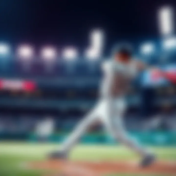A baseball player swinging a bat during a game, aiming to hit a home run