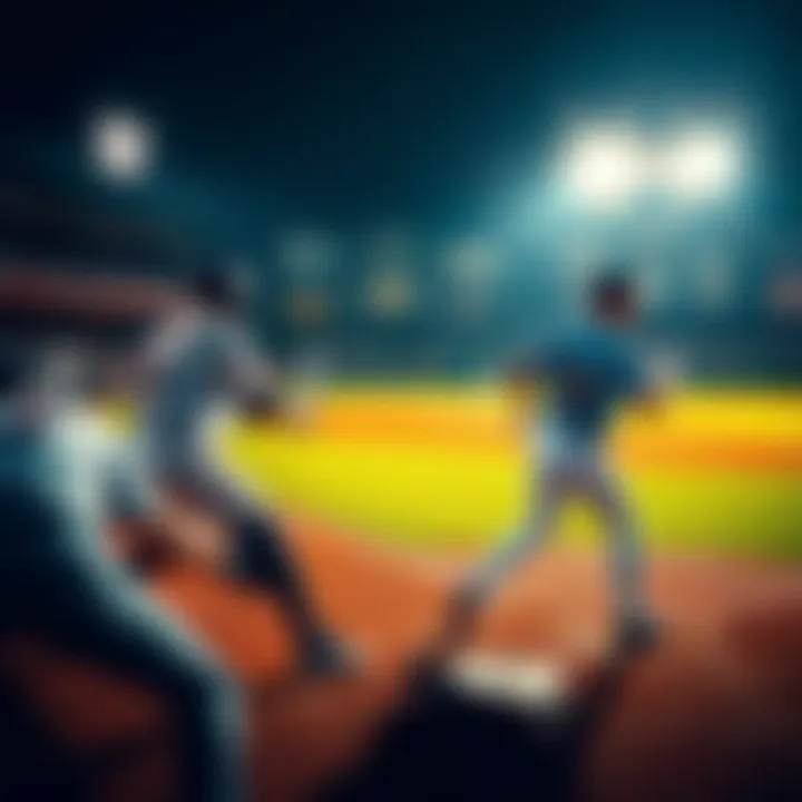 Baseball players in action Baseball players competing on the field during a game