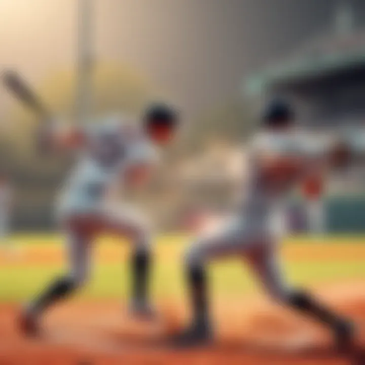 Two baseball players competing on the field during a game