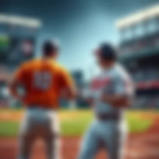 Two baseball players in action during a game, showcasing teamwork and skill on the field