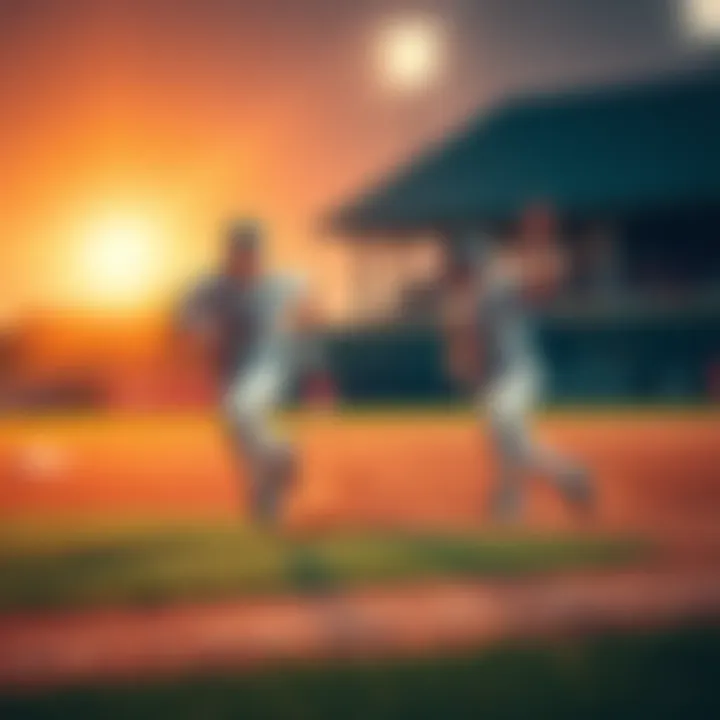 Two baseball players sprinting around the bases during a game