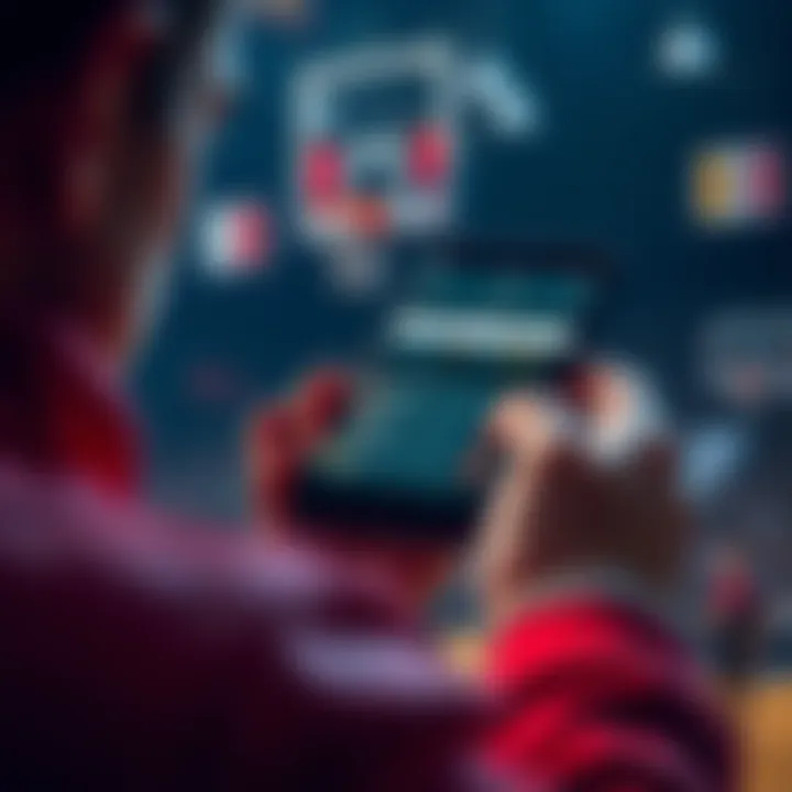 A person analyzing basketball betting options on a smartphone, with a focus on MVP bets for Wemby and SGA.