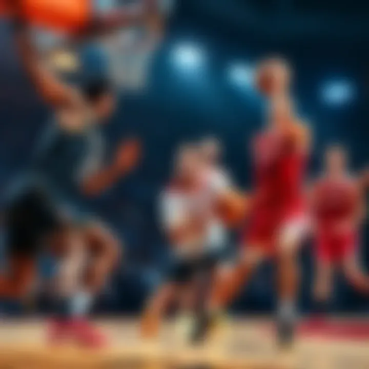 Players in action during a basketball game showcasing key moments of the season