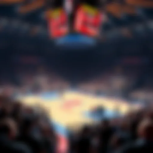 Excited fans cheering on a basketball court during an NBA game
