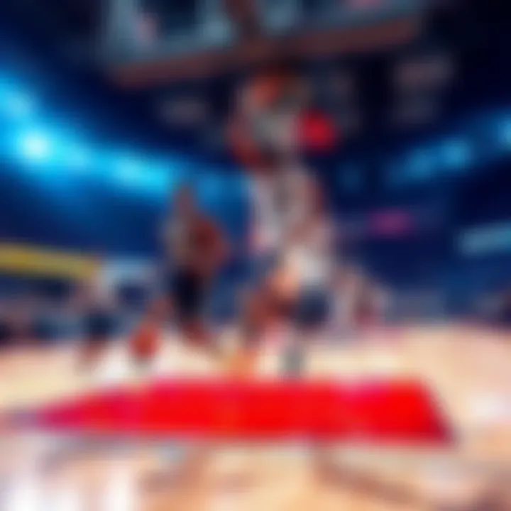 Players competing in an intense NBA basketball game