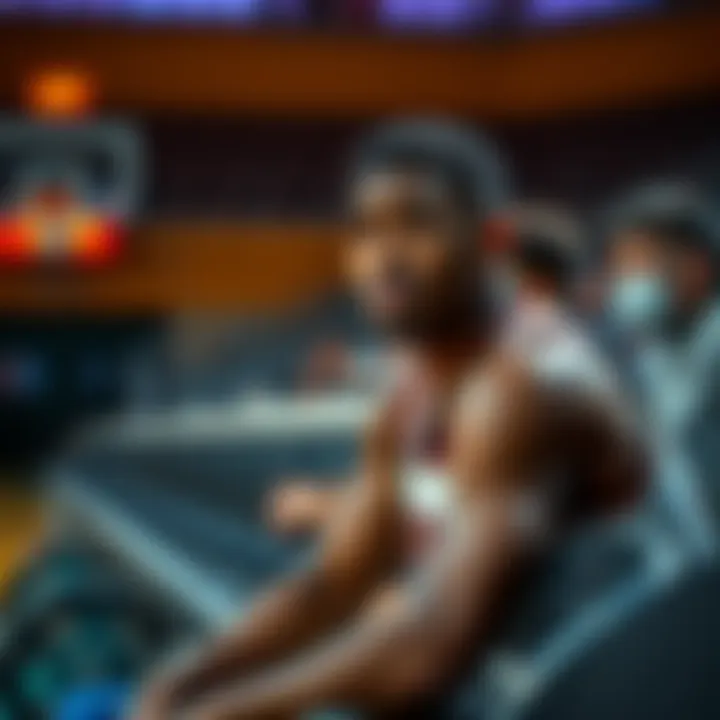 A basketball player sitting on the bench with a concerned expression, showcasing the dilemma of being marked DNP and a loss at the same time.