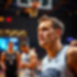 A basketball player looking frustrated during a game, unable to score points in overtime, with teammates in the background showing concern.