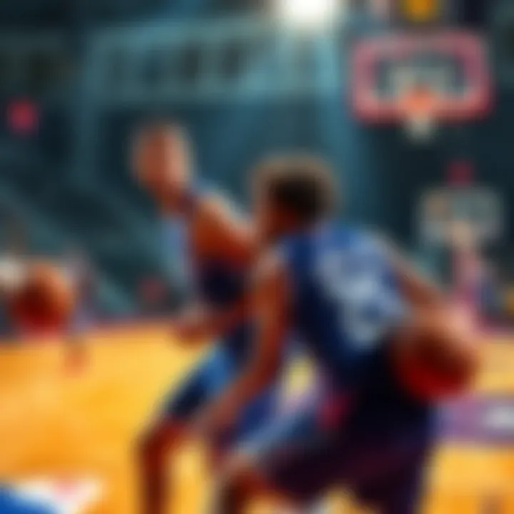 Scottie and Jaylen competing on the court, showcasing their skills in a tense game.