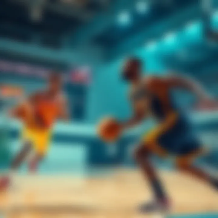 Two basketball players competing during a game, focusing on scoring and assists