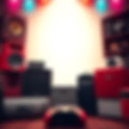 A collection of bass speakers with price tags starting at 7 dollars, showcasing a variety of styles and colors, ideal for music lovers.