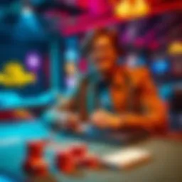 A friendly guide showing a person sitting at a table with playing cards and chips, taking notes on responsible gambling tips.