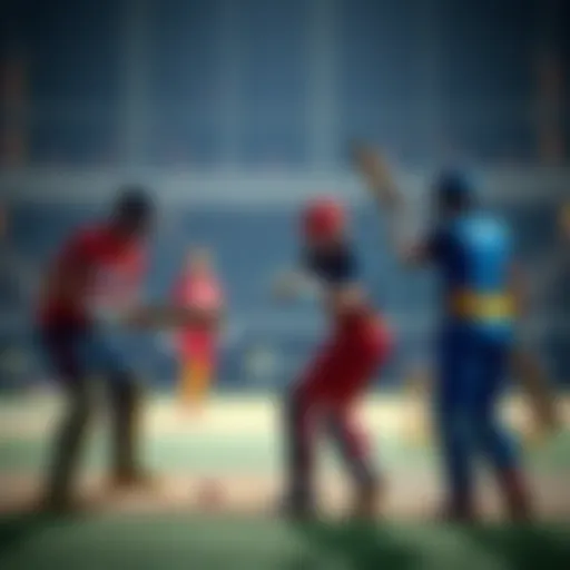 A group of beginner players practicing batting techniques for IPL cricket