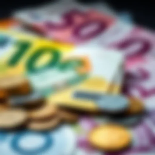 A close-up of the new Belgian currency notes alongside coins, symbolizing economic change in Belgium.