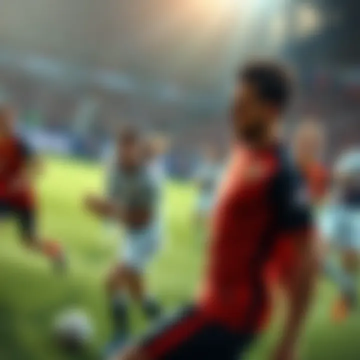 Action shot from a soccer match between Belgium and the USA, showing players in motion on the field.