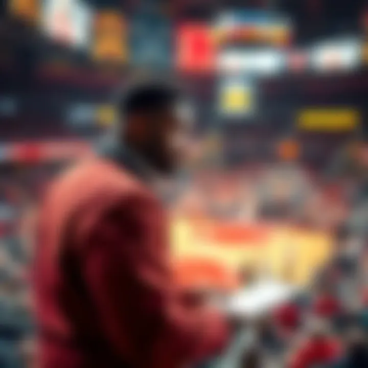 Ben Johnson analyzing the Bulls' game strategy in a stadium filled with fans