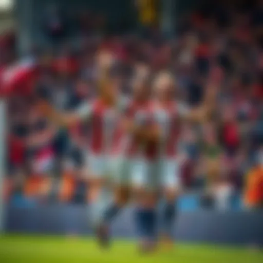 Berkly team celebrating their two goals during the match with fans cheering in the background