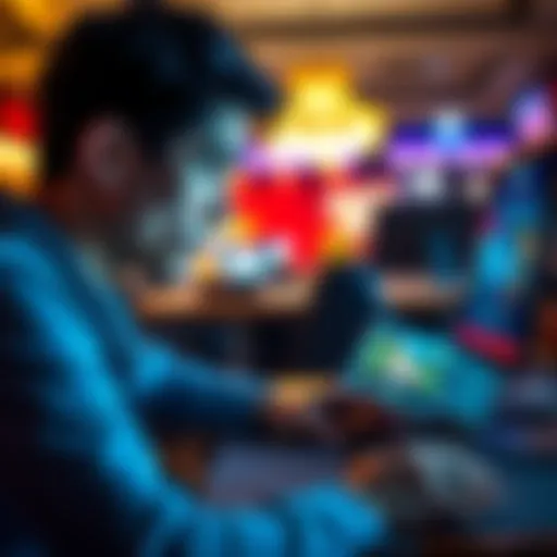 A person looking at a laptop displaying various gambling site options with a thoughtful expression.