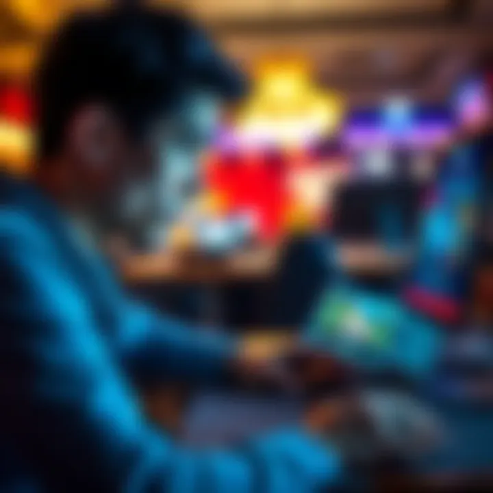 A person looking at a laptop displaying various gambling site options with a thoughtful expression.