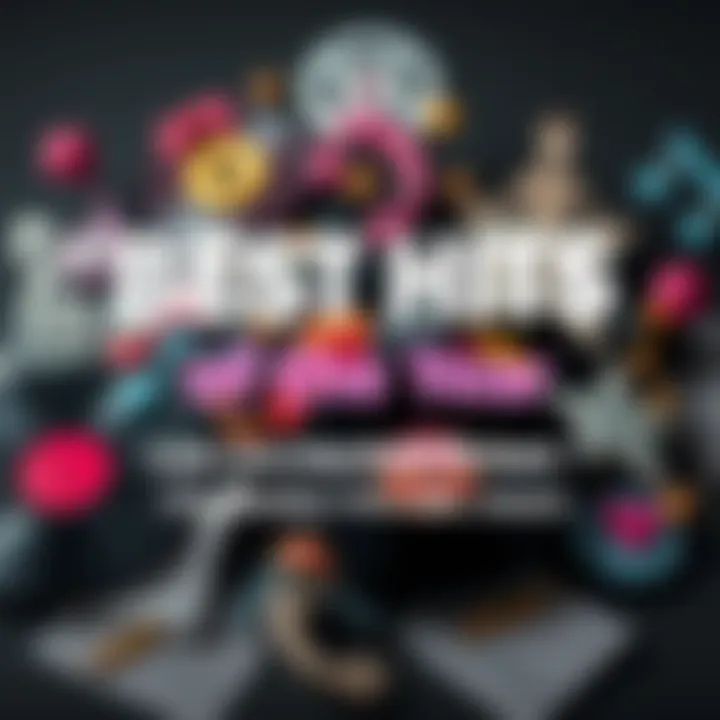 Collage of popular music icons from the year with vinyl records and notes